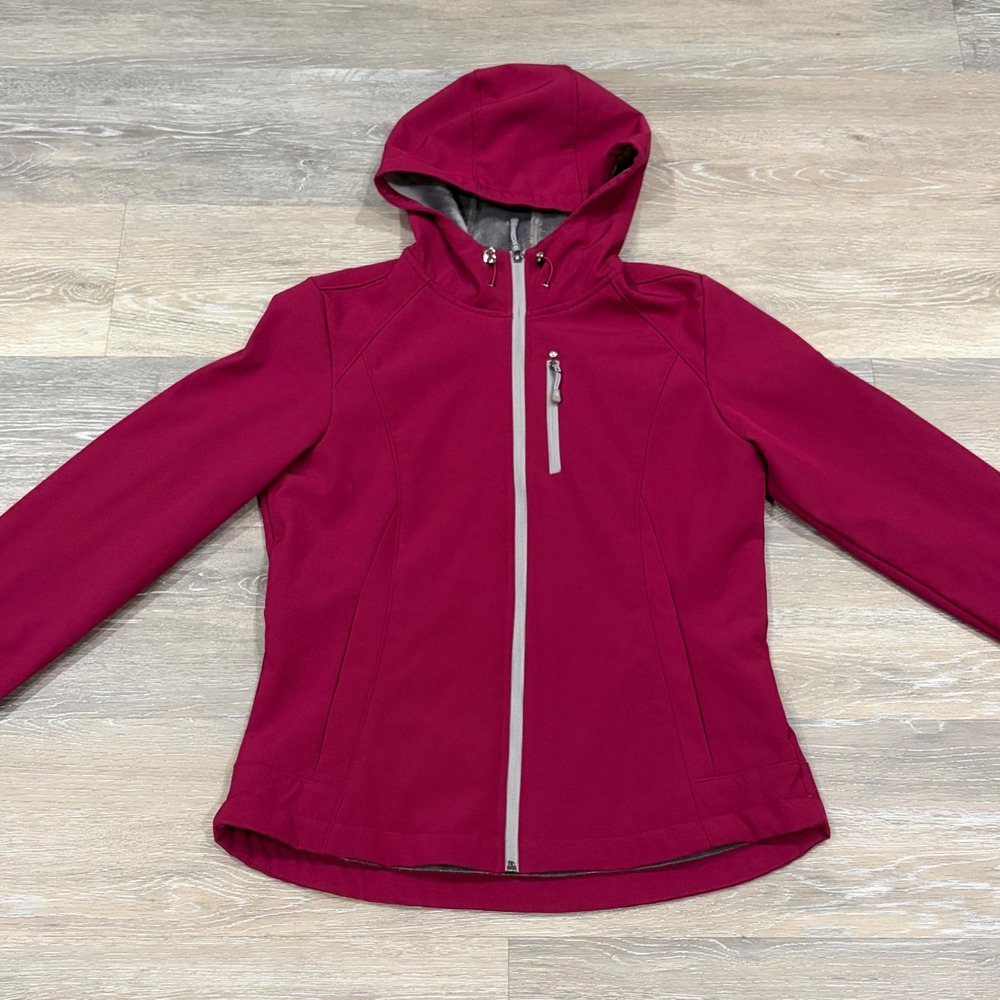 ZeroXposur Womens Magenta Pink Softshell Jacket Faux Fur Lined Hooded Medium